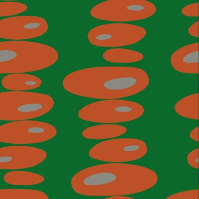 Pebbles Wallpaper - Emerald, Orange + Pearl - sample