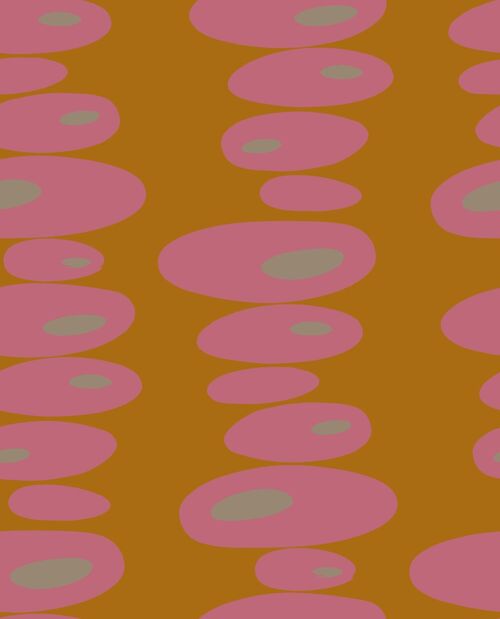 Pebbles Wallpaper - Pink, Marigold + Linen - roll