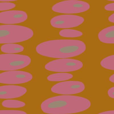 Pebbles Wallpaper - Pink, Marigold + Linen - roll