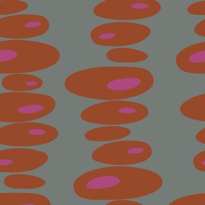 Pebbles Wallpaper - Grey, Terracotta + Fuchsia - roll