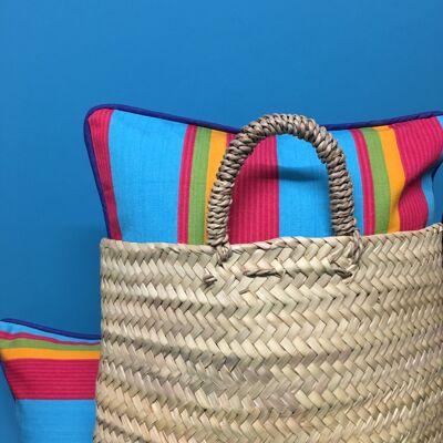 Turquoise multi Striped Cushion