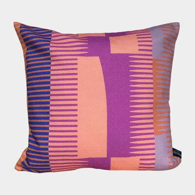 Coussin Carré à Rayures Peignées - Blush, Magenta + Lilas