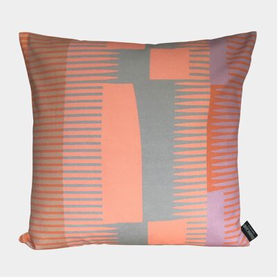 Square Combed Stripe Cushion - Salmon, Dove + Lilac