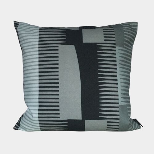Square Combed Stripe Cushion - Graphite, Pewter + Black