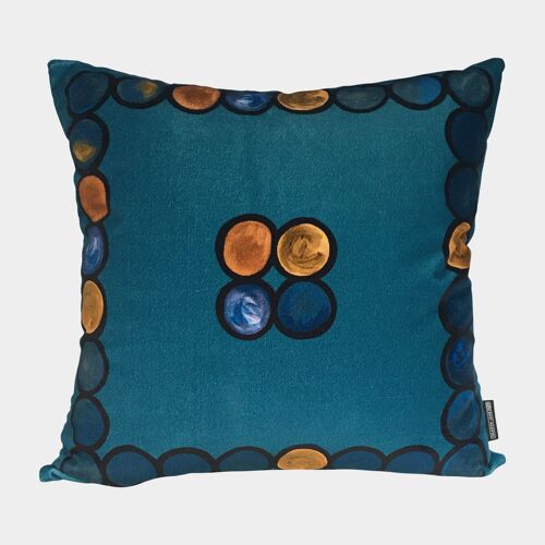 OmbrÃ© Circle Velvet Cushion - Teal + Terracotta - Complete