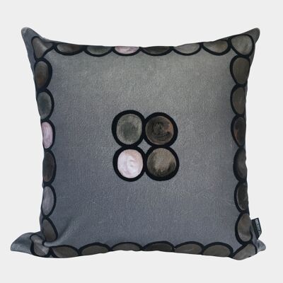 Coussin en Velours Cercle Ombré - Gris - Housse seule