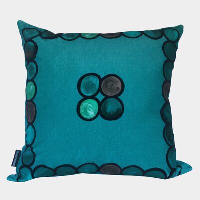 OmbrÃ© Circle Velvet Cushion - Turquoise + Aqua - Complete