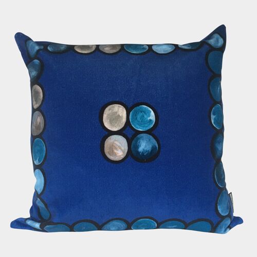 OmbrÃ© Circle Velvet Cushion -Cobalt + Grey - Complete