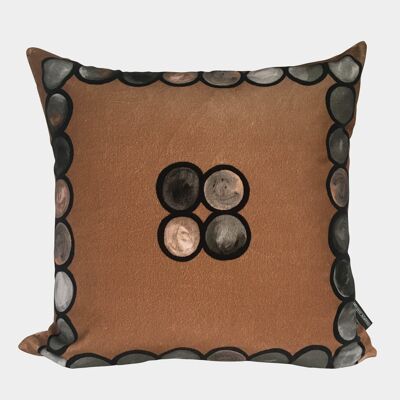 OmbrÃ© Circle Velvet Cushion - Mocha + Grey - Cover only