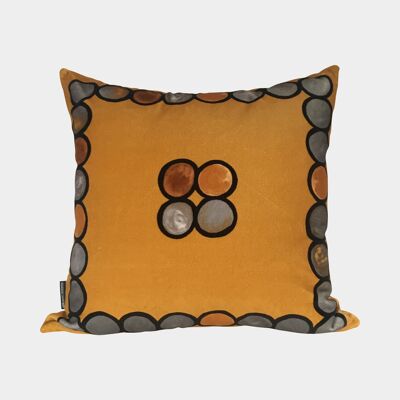 OmbrÃ© Circle Velvet Cushion - Mustard + Grey - Complete