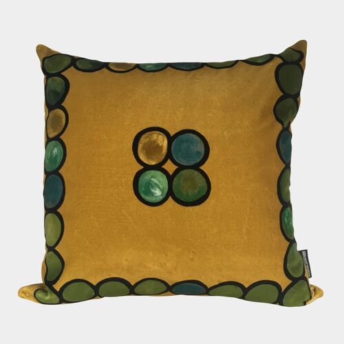 OmbrÃ© Circle Velvet Cushion - Ochre + Green - Complete