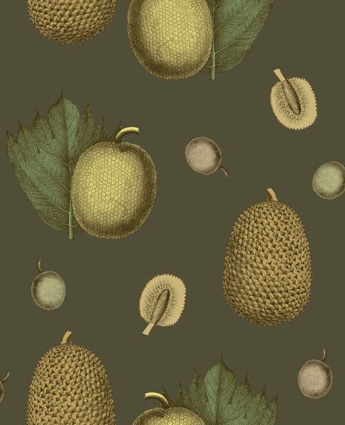 Tropical Fruit Wallpaper - Olive - Sample