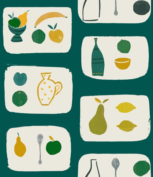 Naive Fruit Wallpaper - Greengage - Sample
