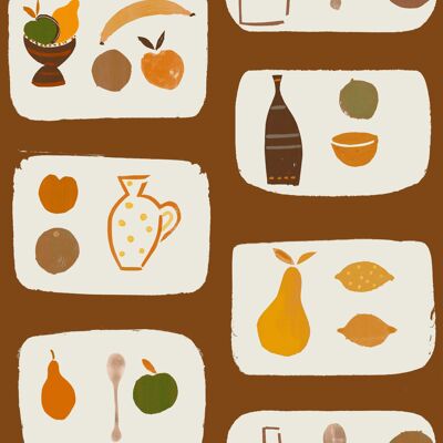 Naive Fruit Wallpaper - Nutmeg - Sample