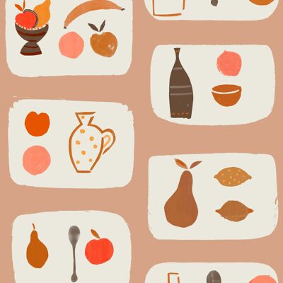 Naive Fruit Wallpaper - Peach - Sample
