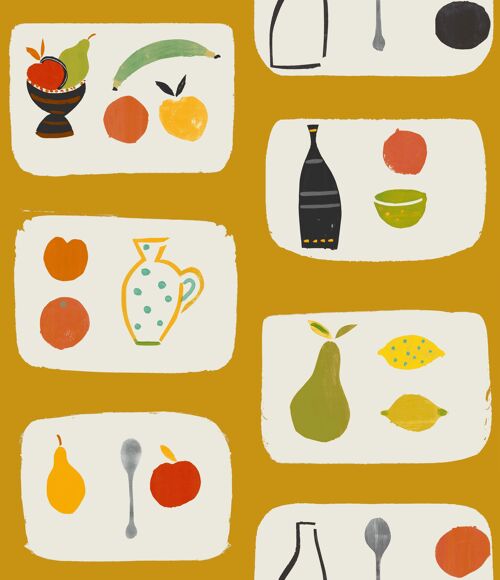 Naive Fruit Wallpaper - Mustard