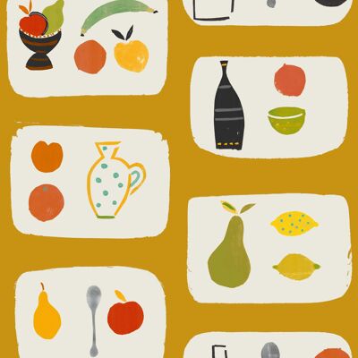 Naive Fruit Wallpaper - Mustard
