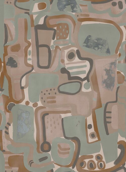 Cubist Jigsaw Wallpaper - Clay - Sample
