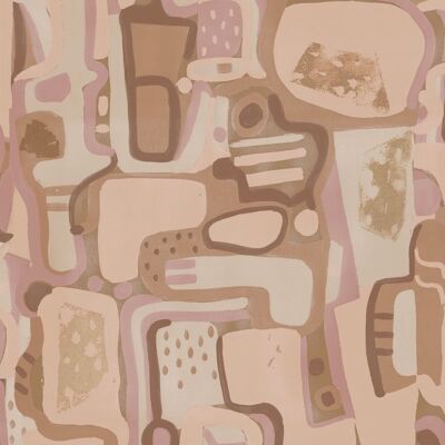 Papier Peint Puzzle Cubiste - Blush - Échantillon