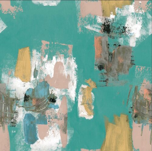 Abstract Painterly Wallpaper- Aqua & Plaster - roll