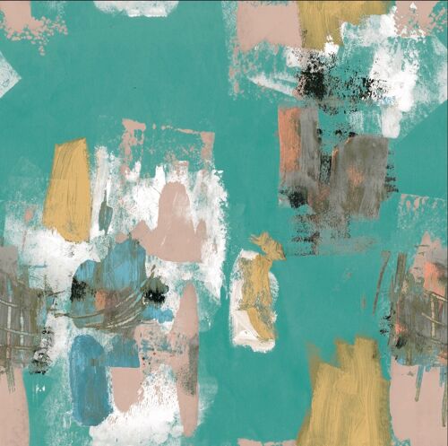 Abstract Painterly Wallpaper- Aqua & Plaster - sample