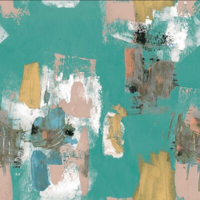 Abstract Painterly Wallpaper- Aqua & Plaster - sample