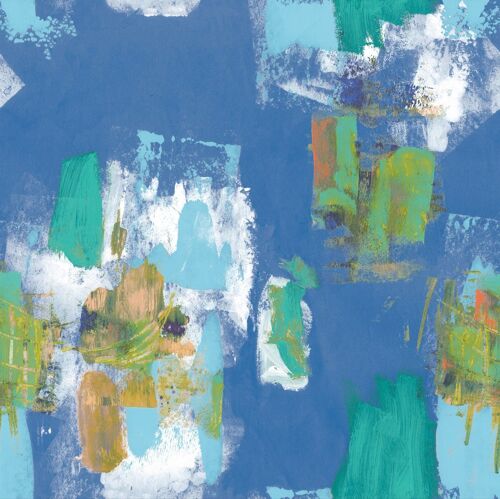 Abstract Painterly Wallpaper- Cobalt Blue & Pastel Blue - sample - Cobalt blue