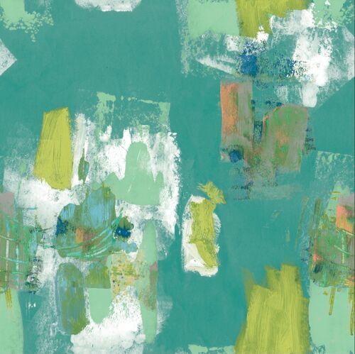 Abstract Painterly Wallpaper- Bluish Green - sample