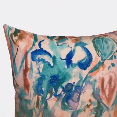 Abstract Floral Velvet Cushion - Blush - Complete