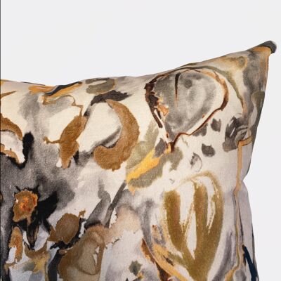 Abstract Floral Velvet Cushion - Neutral - Complete