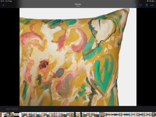 Abstract Floral Velvet Cushion - Yellow - Complete