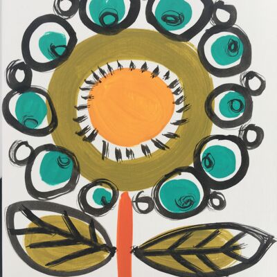 'Sonnenblume' handgemalte Grußkarte