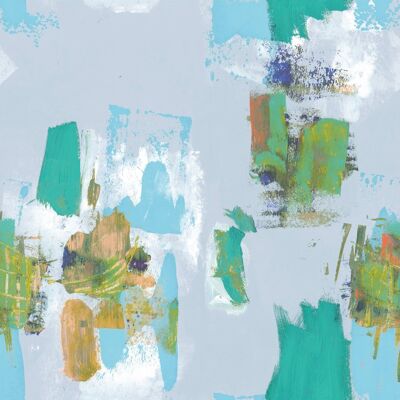 Abstract Painterly Wallpaper- Pastel Blues - sample