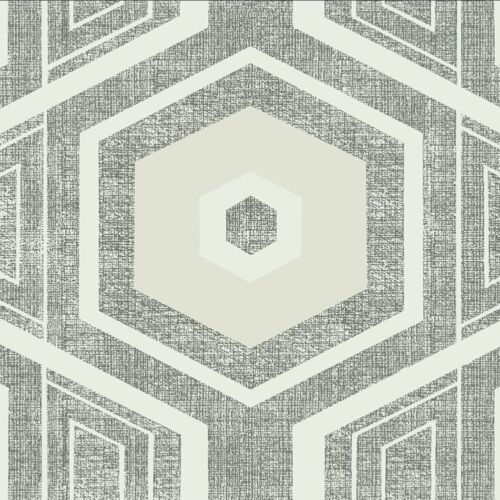 Retro Textured Polygon. Grey + Ivory - Roll