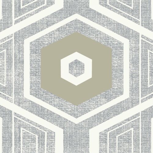 Retro Textured Polygon. Grey + Linen - Roll