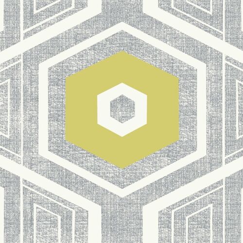 Retro Textured Polygon. Dove Grey + Lemon - Roll