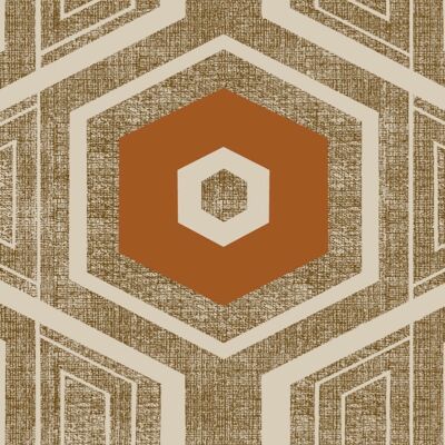 Retro Textured Polygon. Brown + Orange - Sample
