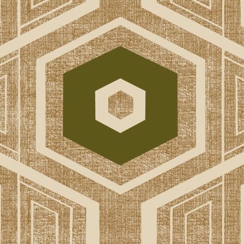 Retro Textured Polygon. Brown + Green - Roll