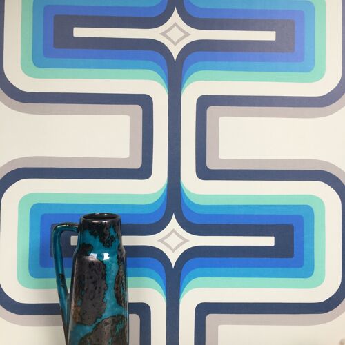 70s Geometric wallpaper, Cobalt - Roll