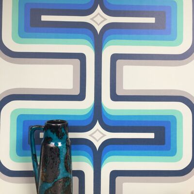 70s Geometric wallpaper, Cobalt - Sample