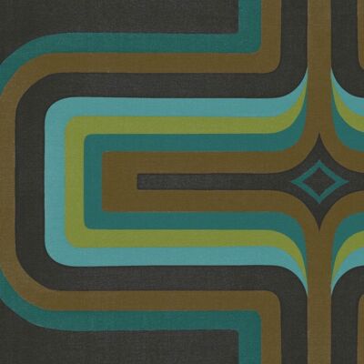 70s Geometric wallpaper, Turquoise + Slate - Roll