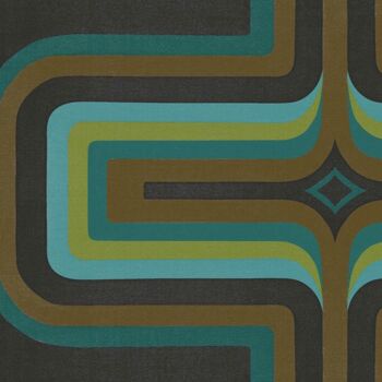 Papier peint géométrique années 70, Turquoise + Ardoise - Echantillon