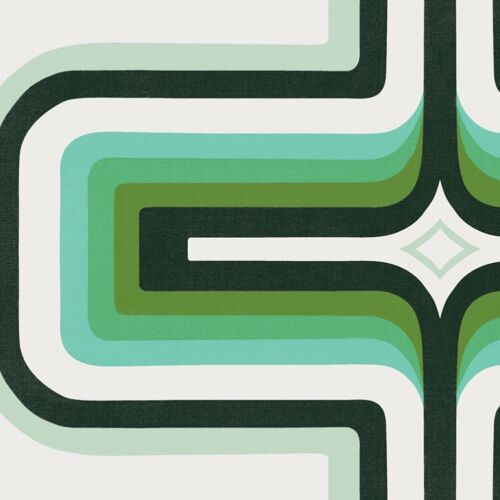 70s Geometric wallpaper, Mint green - Sample