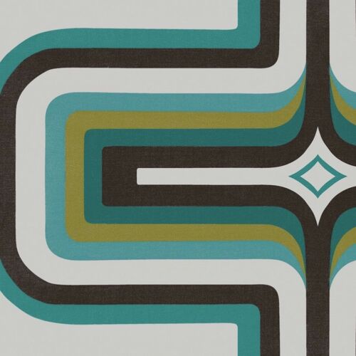 70s Geometric wallpaper, Turquoise - Sample