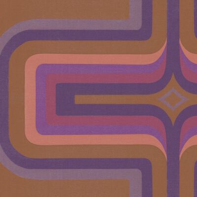 Papier peint géométrique des années 70, Terracotta + Rose - Échantillon