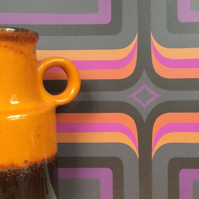 70s Geometric wallpaper Purple + orange - Roll