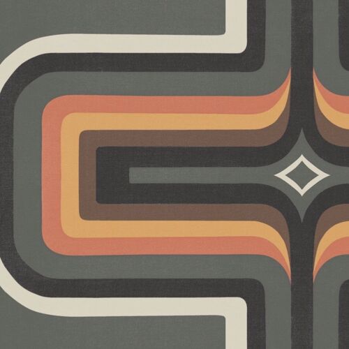 Copy of 70s Geometric wallpaper Grey + Orange - Sample