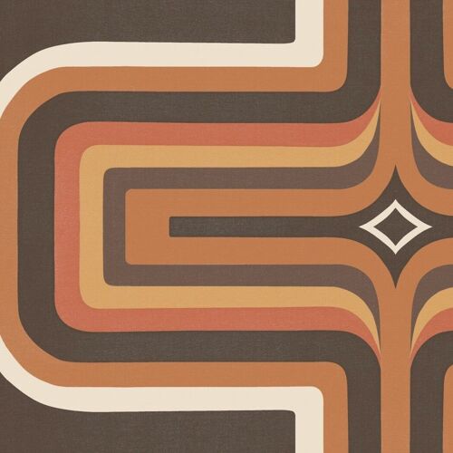 70s Geometric wallpaper Brown + Orange - Roll