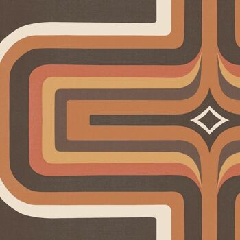 Papier peint géométrique années 70 Marron + Orange - Echantillon