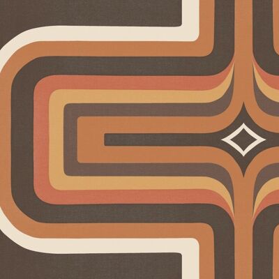 70s Geometric wallpaper Brown + Orange - Sample